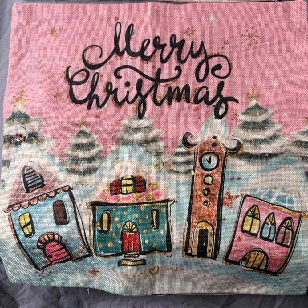 Christmas Pillow Covers Set of 4 18x18 Pink Ballerina Nutcracker holiday decor